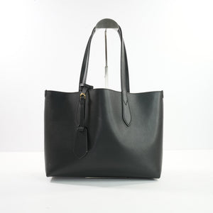 Burberry Black Grainy Calfskin Haymarket Check Reversible Tote