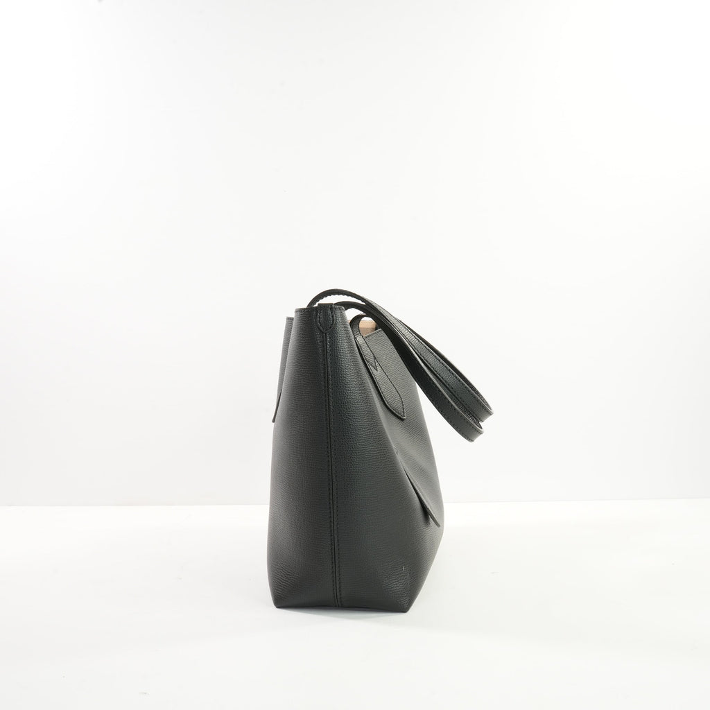 Burberry Black Grainy Calfskin Haymarket Check Reversible Tote