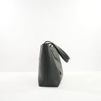 Burberry Black Grainy Calfskin Haymarket Check Reversible Tote