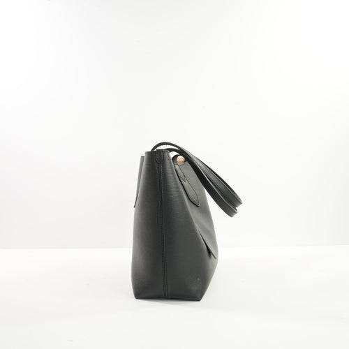 Burberry Black Grainy Calfskin Haymarket Check Reversible Tote