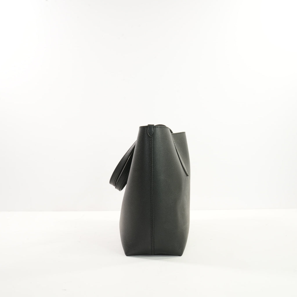 Burberry Black Grainy Calfskin Haymarket Check Reversible Tote