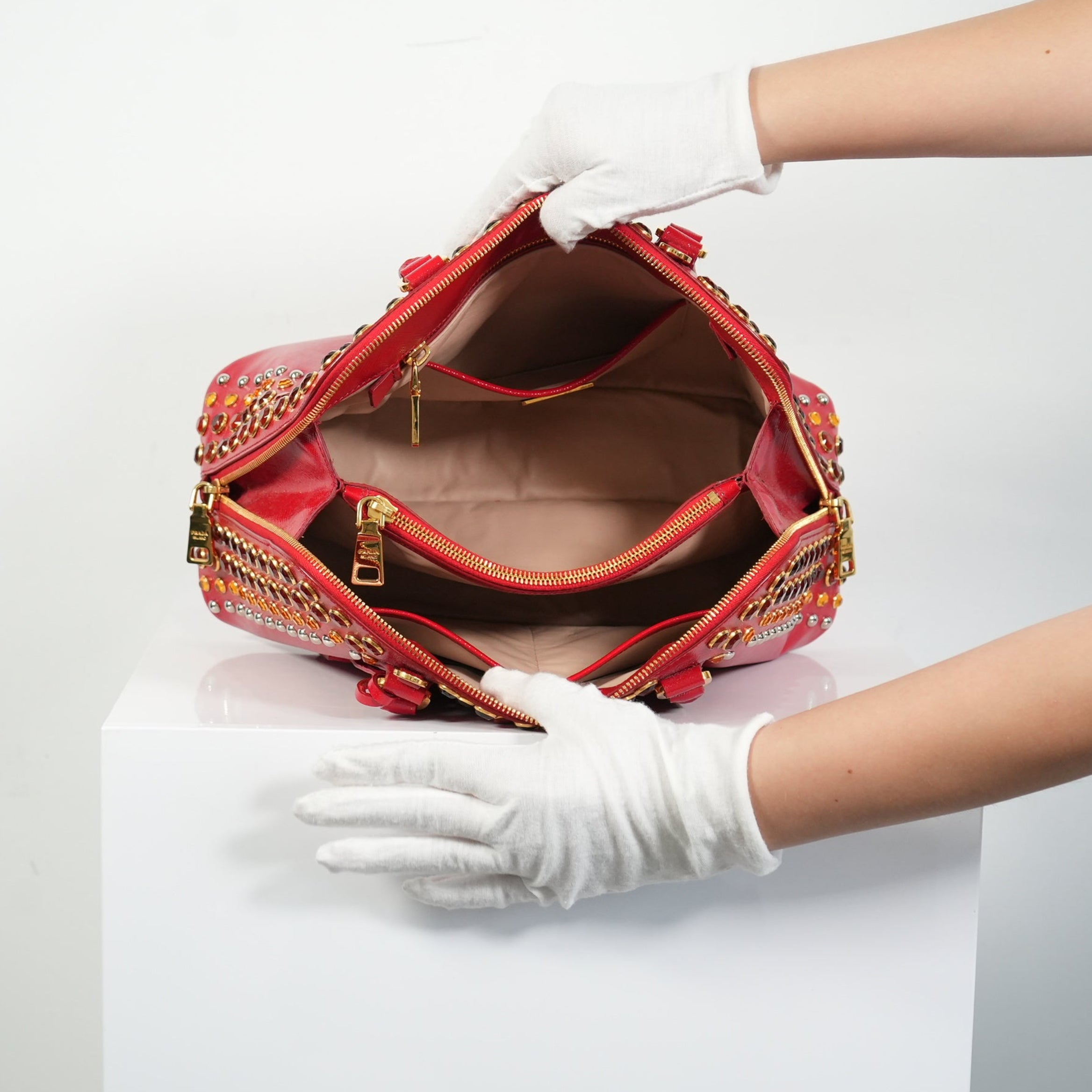 Prada Red Studded Bag