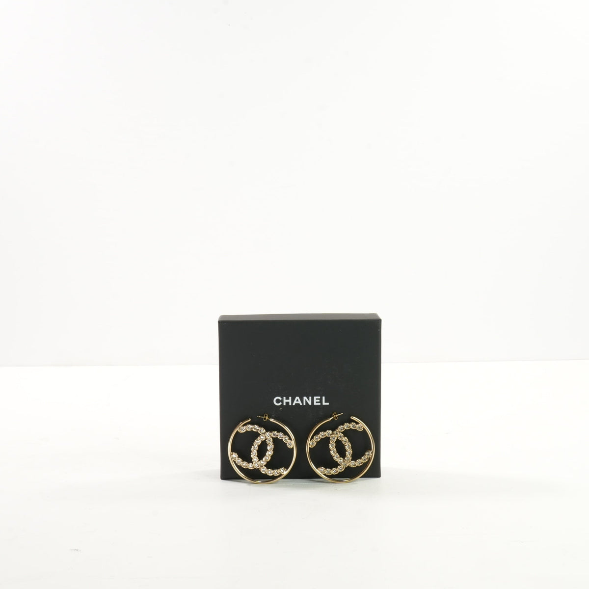 Chanel Hoop Earrings with Stones (w/ box)