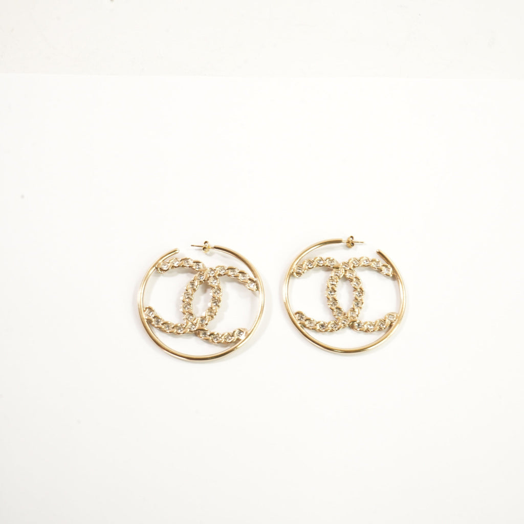 Chanel Hoop Earrings with Stones (w/ box)