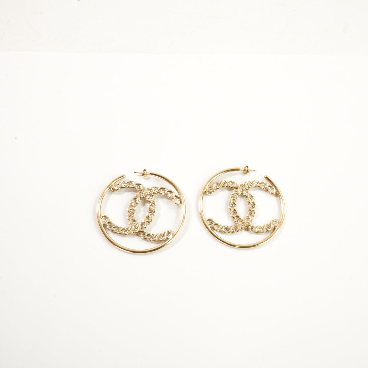 Chanel Hoop Earrings with Stones (w/ box)