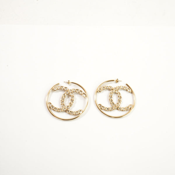 Chanel Hoop Earrings with Stones (w/ box)