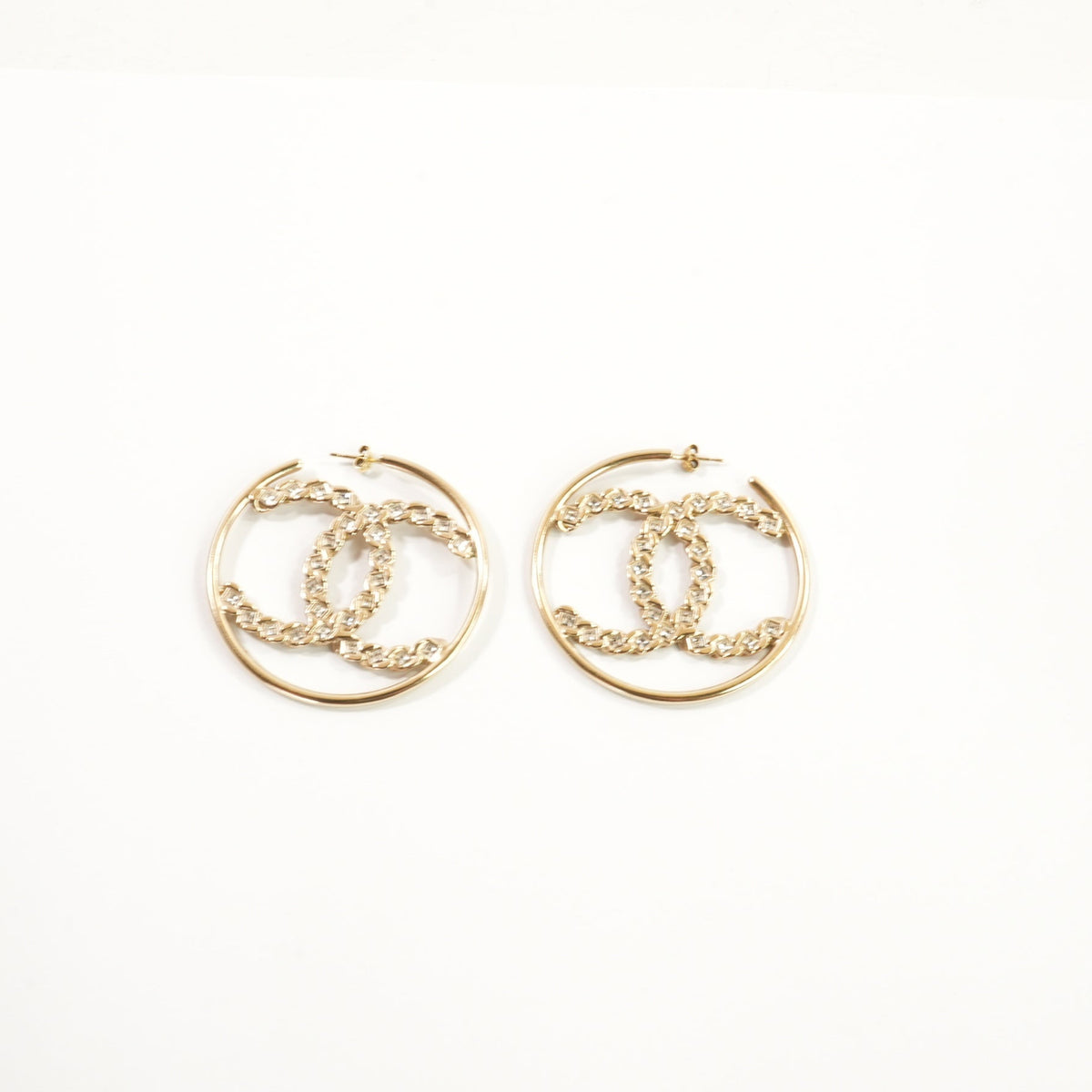 Chanel Hoop Earrings with Stones (w/ box)