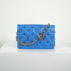 Louis Vuitton Red/Blue Lambskin Leather Pochette Coussin Full Set