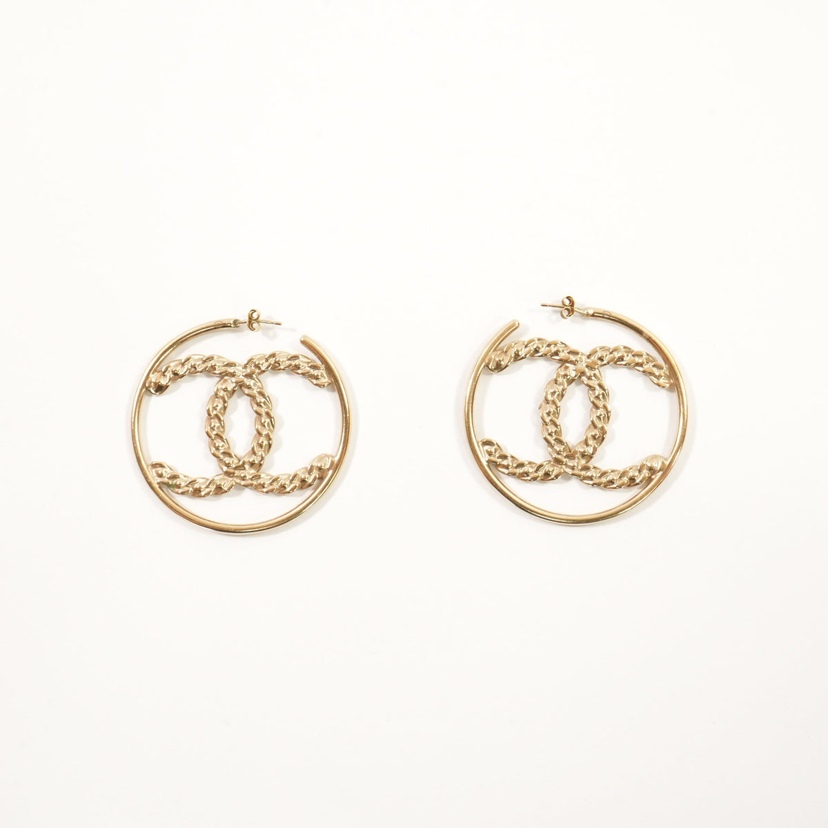 Chanel Hoop Earrings with Stones (w/ box)