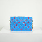 Louis Vuitton Red/Blue Lambskin Leather Pochette Coussin Full Set