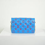 Louis Vuitton Red/Blue Lambskin Leather Pochette Coussin Full Set