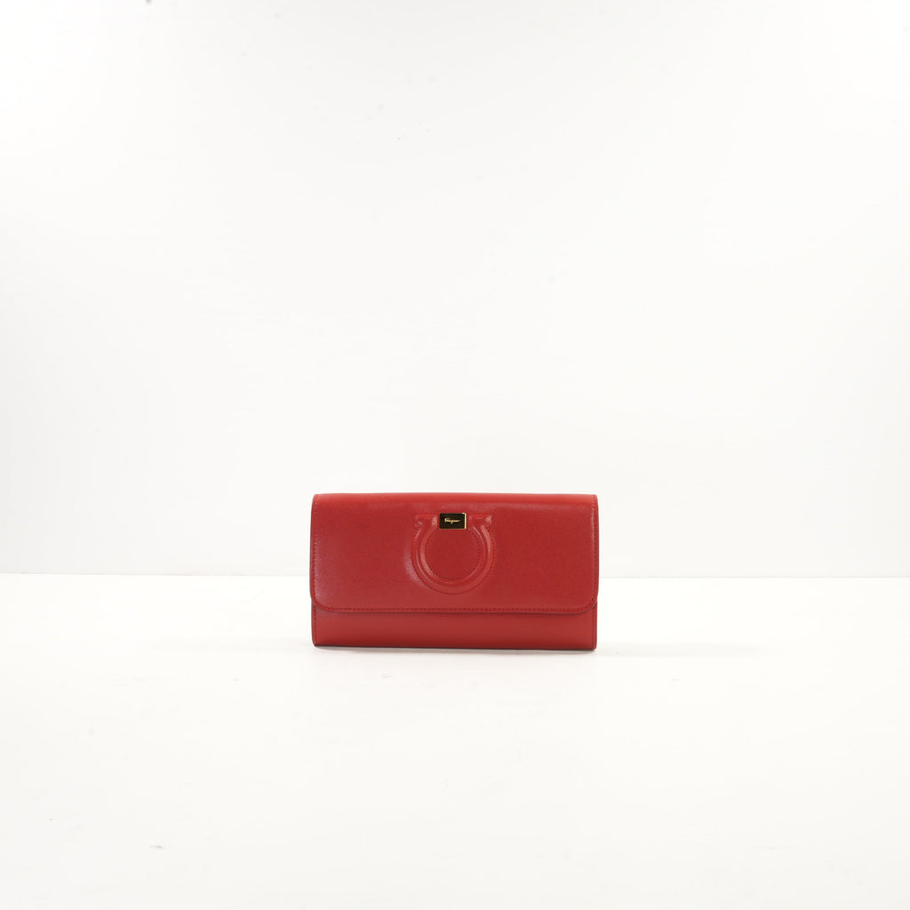 Salvatore Ferragamo Red Gancini Long Continental Wallet