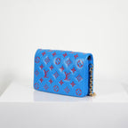 Louis Vuitton Red/Blue Lambskin Leather Pochette Coussin Full Set