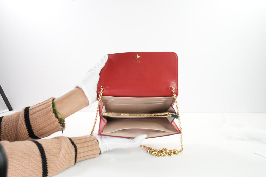 Salvatore Ferragamo Red Gancini Long Continental Wallet