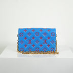 Louis Vuitton Red/Blue Lambskin Leather Pochette Coussin Full Set