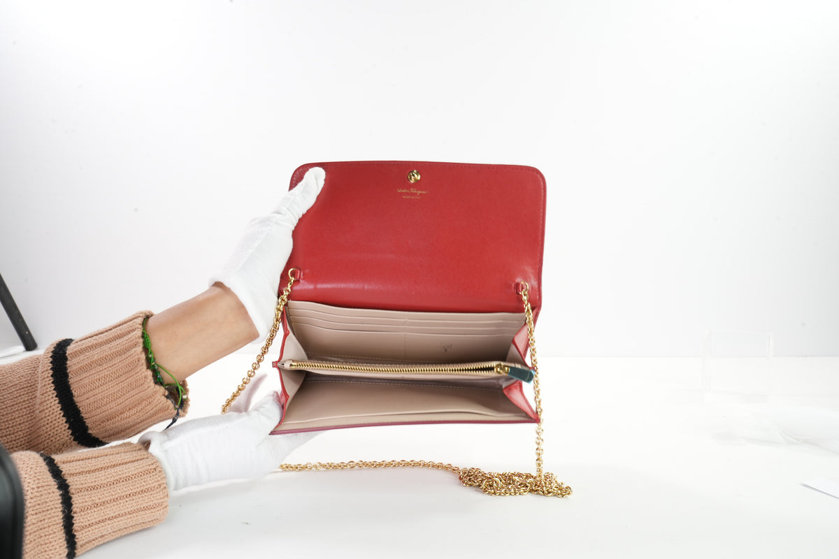Salvatore Ferragamo Red Gancini Long Continental Wallet