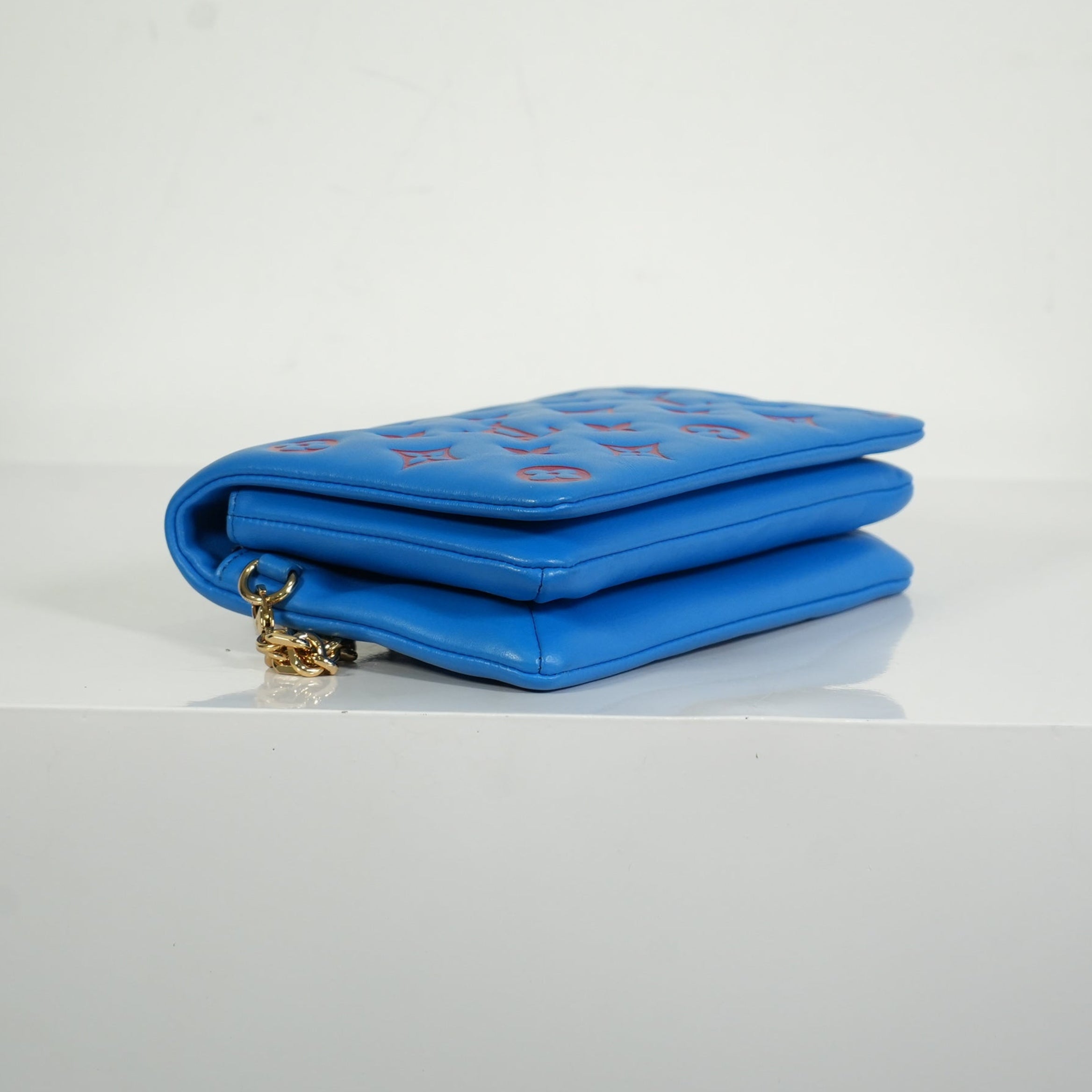 Louis Vuitton Red/Blue Lambskin Leather Pochette Coussin Full Set