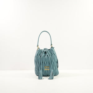 Miu Miu Blue Nappa Leather Bucket Bag