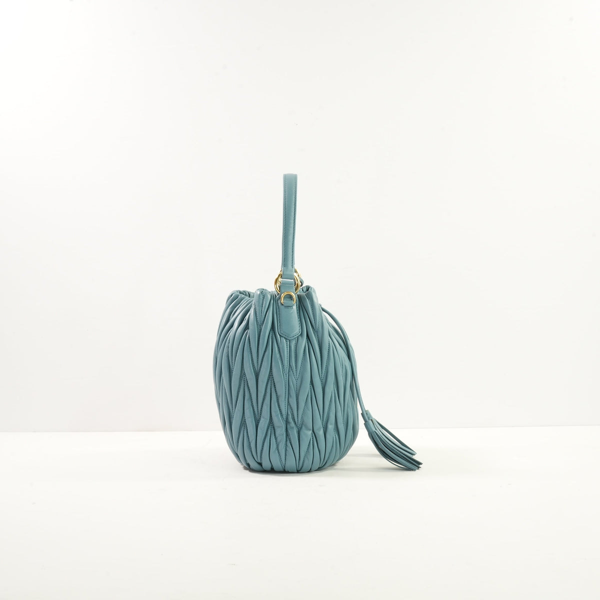 Miu Miu Blue Nappa Leather Bucket Bag