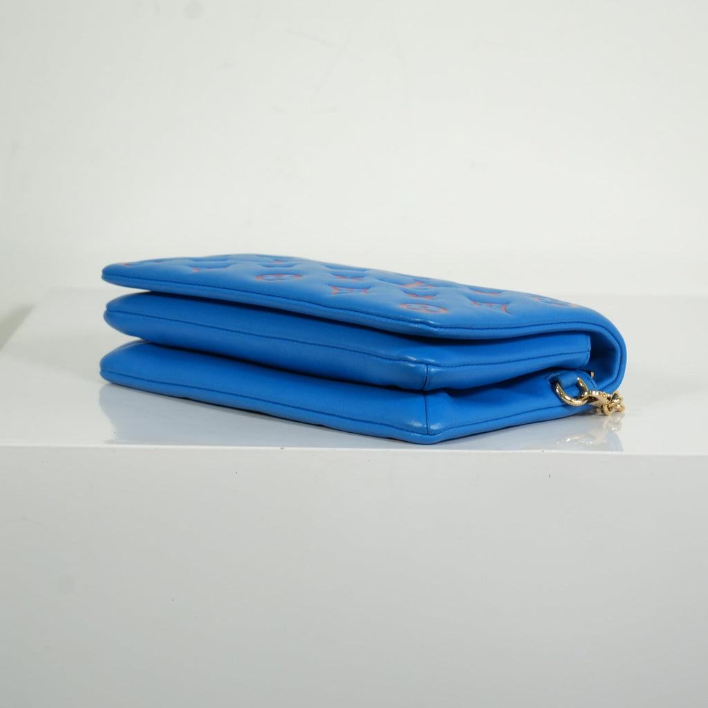 Louis Vuitton Red/Blue Lambskin Leather Pochette Coussin Full Set