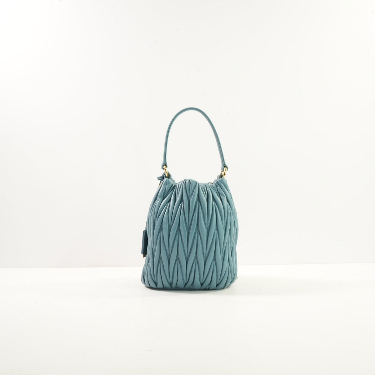 Miu Miu Blue Nappa Leather Bucket Bag