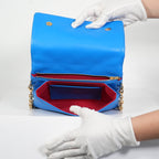 Louis Vuitton Red/Blue Lambskin Leather Pochette Coussin Full Set