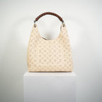 Louis Vuitton Caramel Hobo Creme Beige Mahina Perforated Calf Leather Bag FULL SET