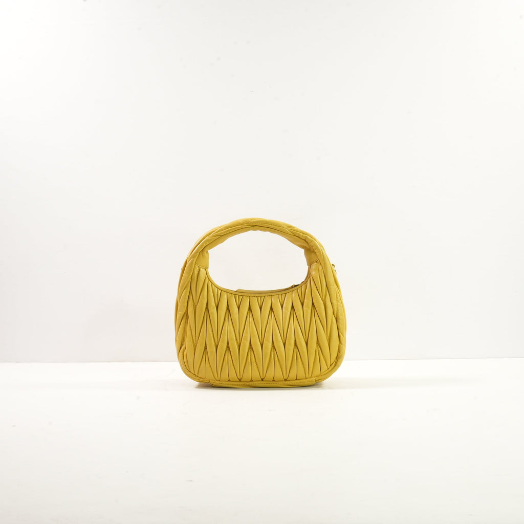 Miu Miu Yellow Wander Matelasse Nappa Leather Small Hobo Bag W/Strap