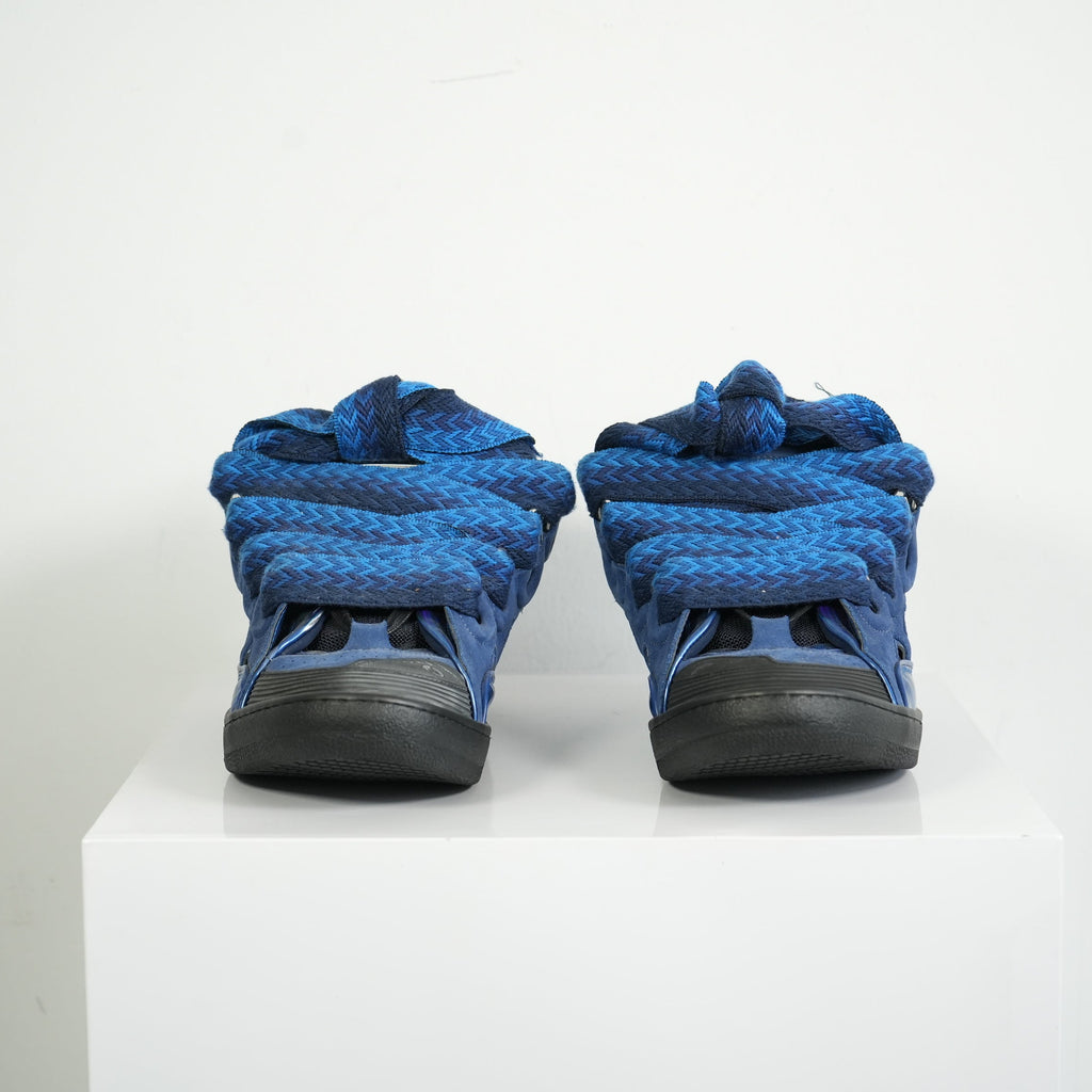 Lanvin Curb Blue Suede Sneakers Size 44