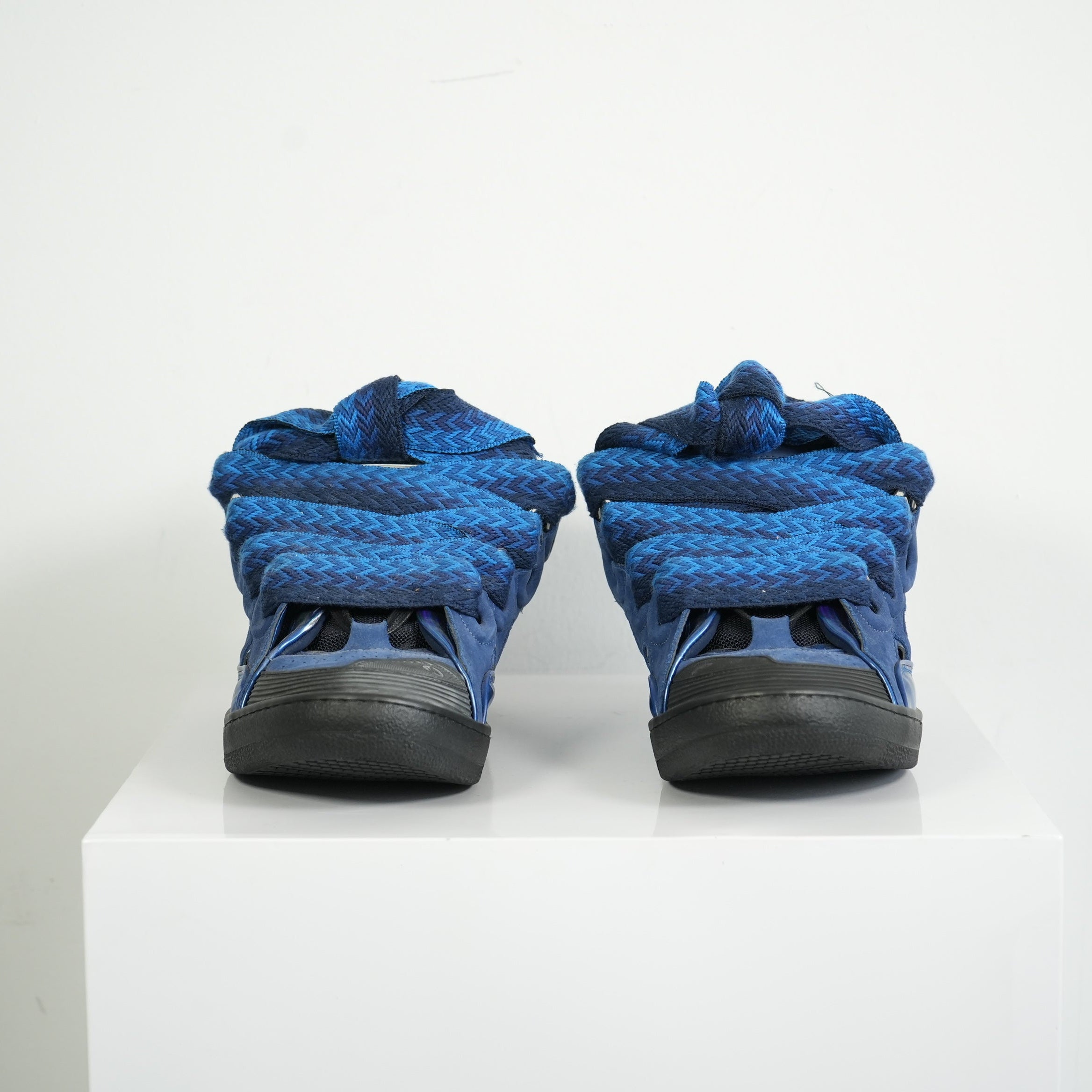 Lanvin Curb Blue Suede Sneakers Size 44