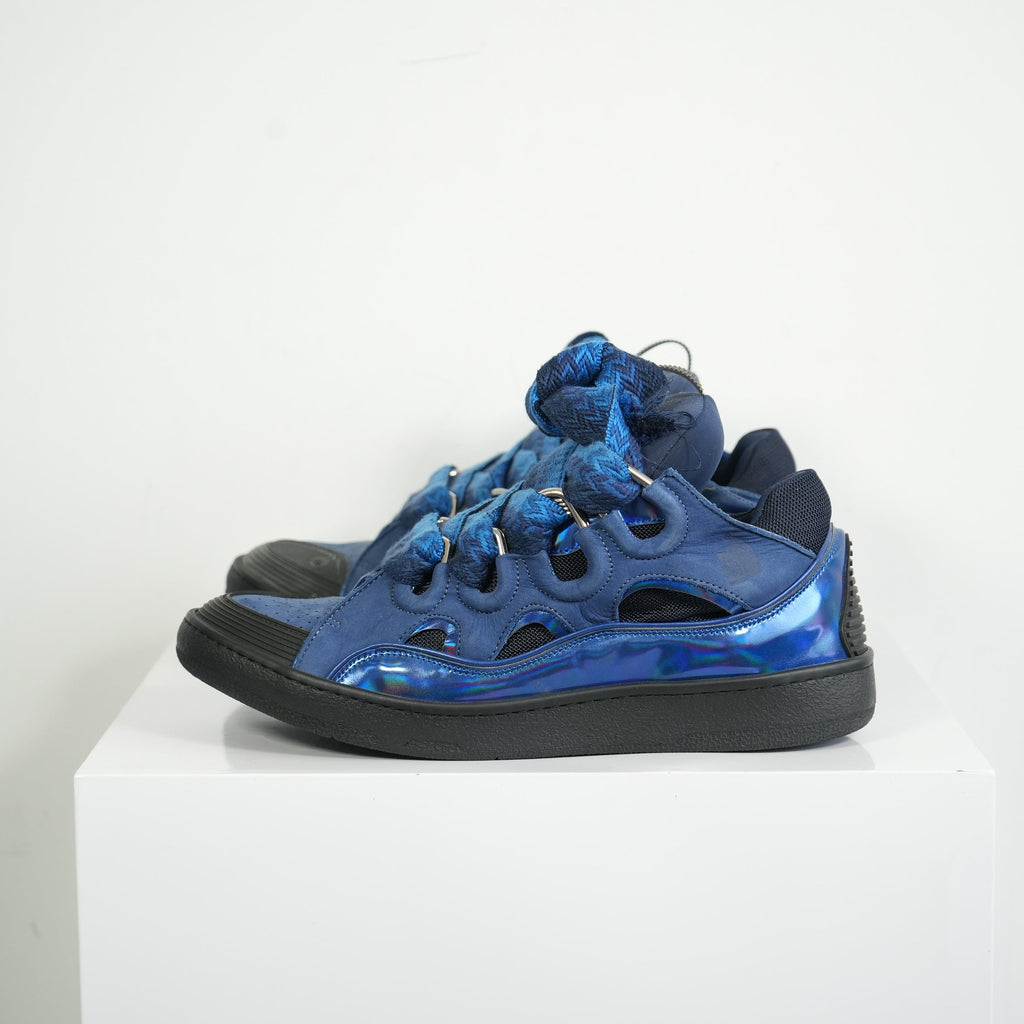 Lanvin Curb Blue Suede Sneakers Size 44