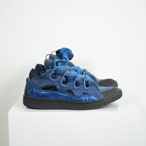 Lanvin Curb Blue Suede Sneakers Size 44