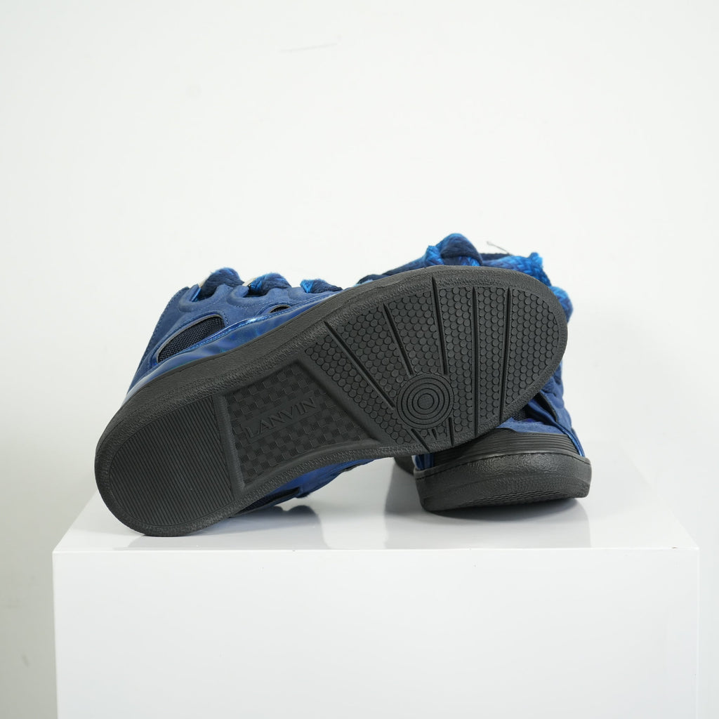 Lanvin Curb Blue Suede Sneakers Size 44