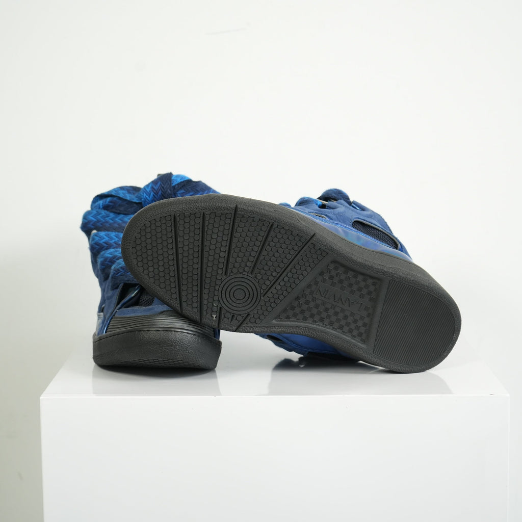 Lanvin Curb Blue Suede Sneakers Size 44