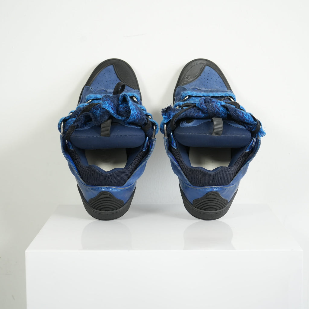Lanvin Curb Blue Suede Sneakers Size 44