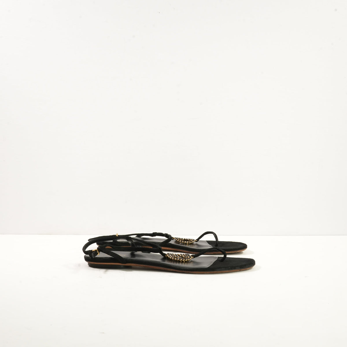 Black Gucci Velvet String Sandals 38 1/2 W/Dustbag