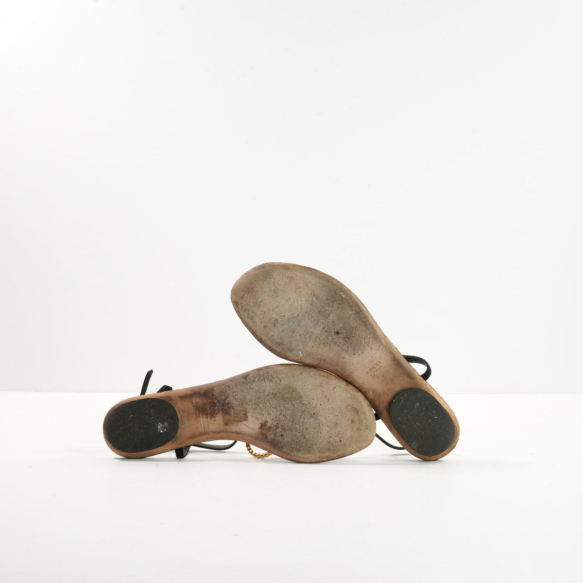 Black Gucci Velvet String Sandals 38 1/2 W/Dustbag