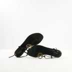 Black Gucci Velvet String Sandals 38 1/2 W/Dustbag