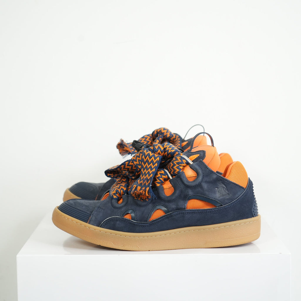 Lanvin x SSENSE Navy and Orange Sneakers Size 44