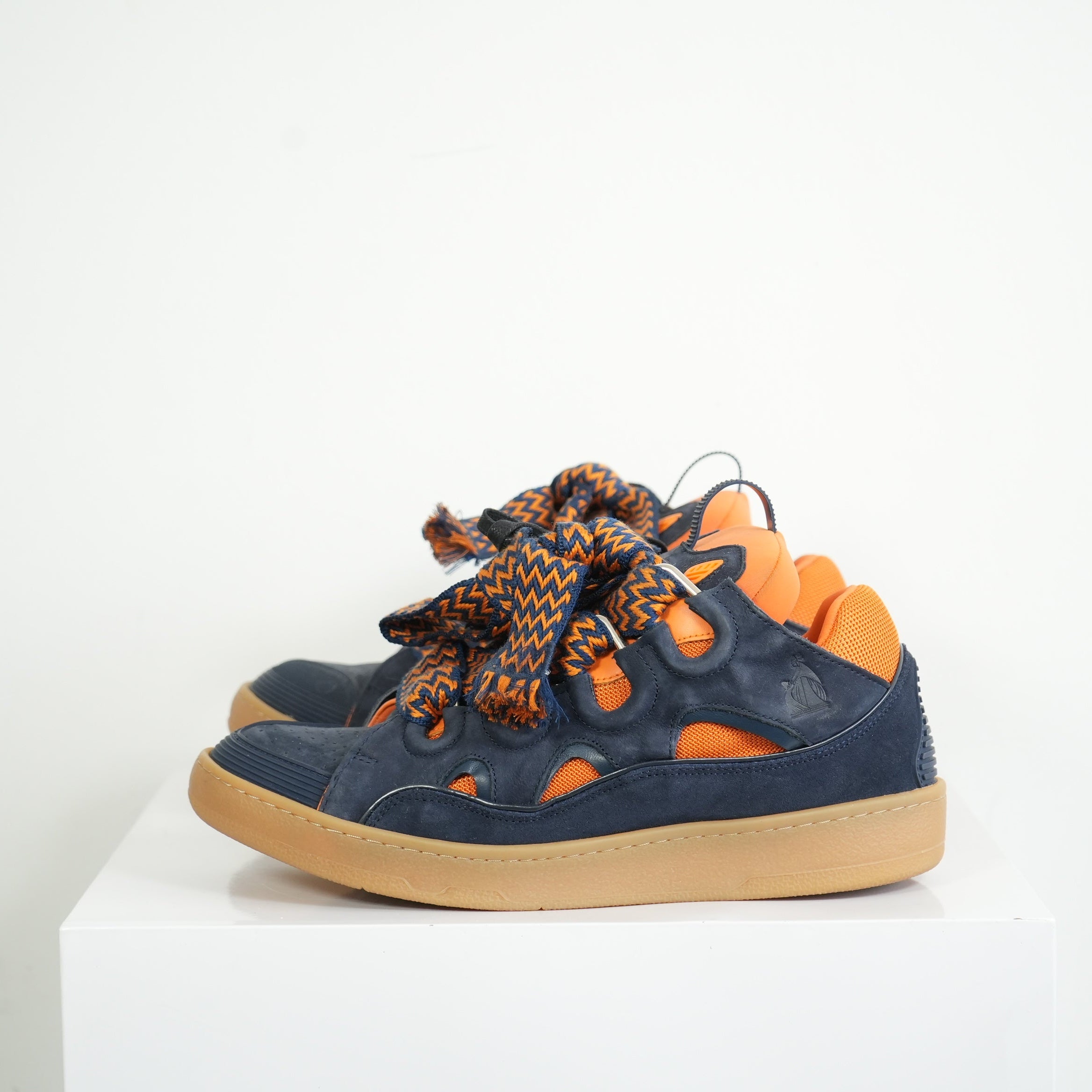 Lanvin x SSENSE Navy and Orange Sneakers Size 44
