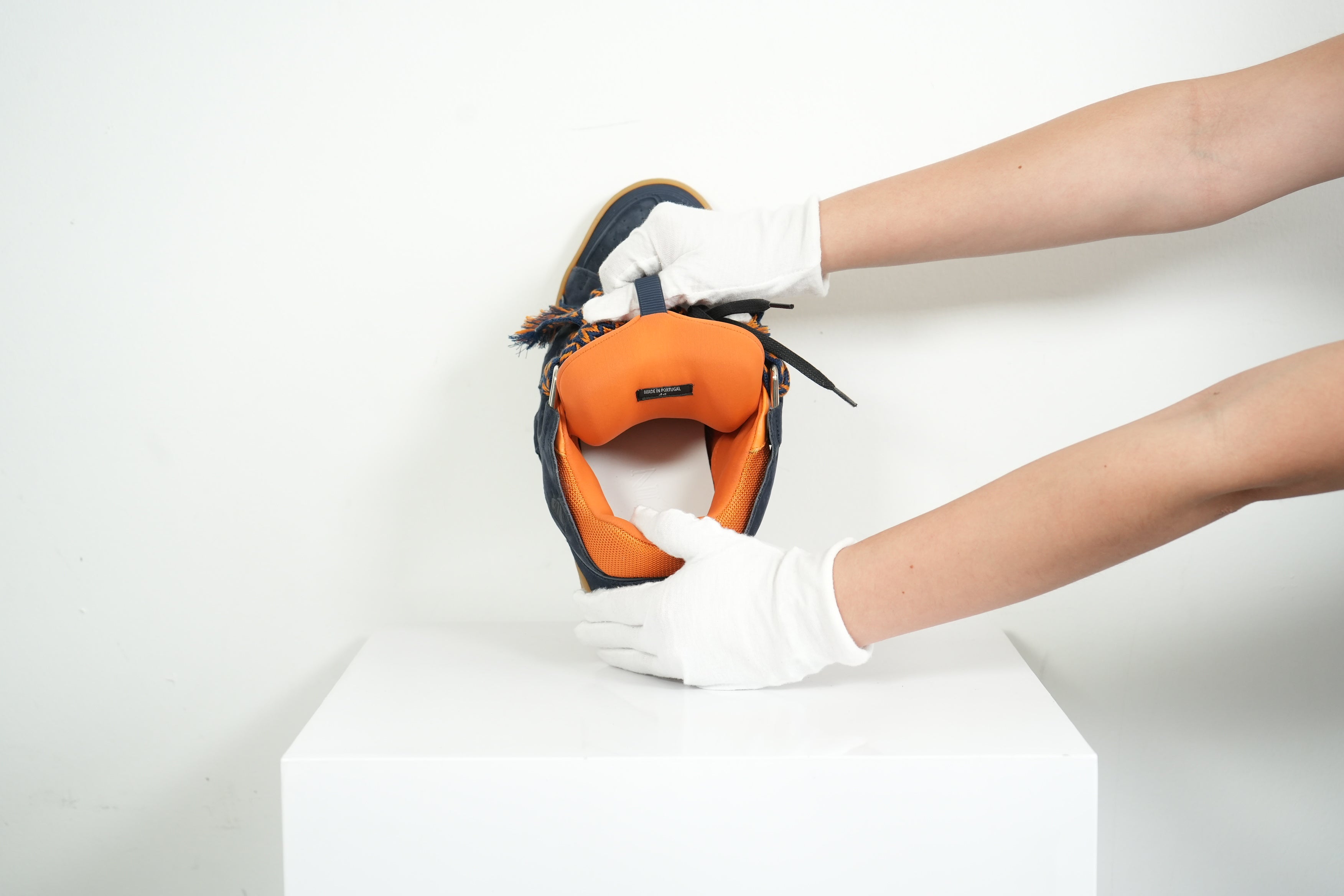 Lanvin x SSENSE Navy and Orange Sneakers Size 44