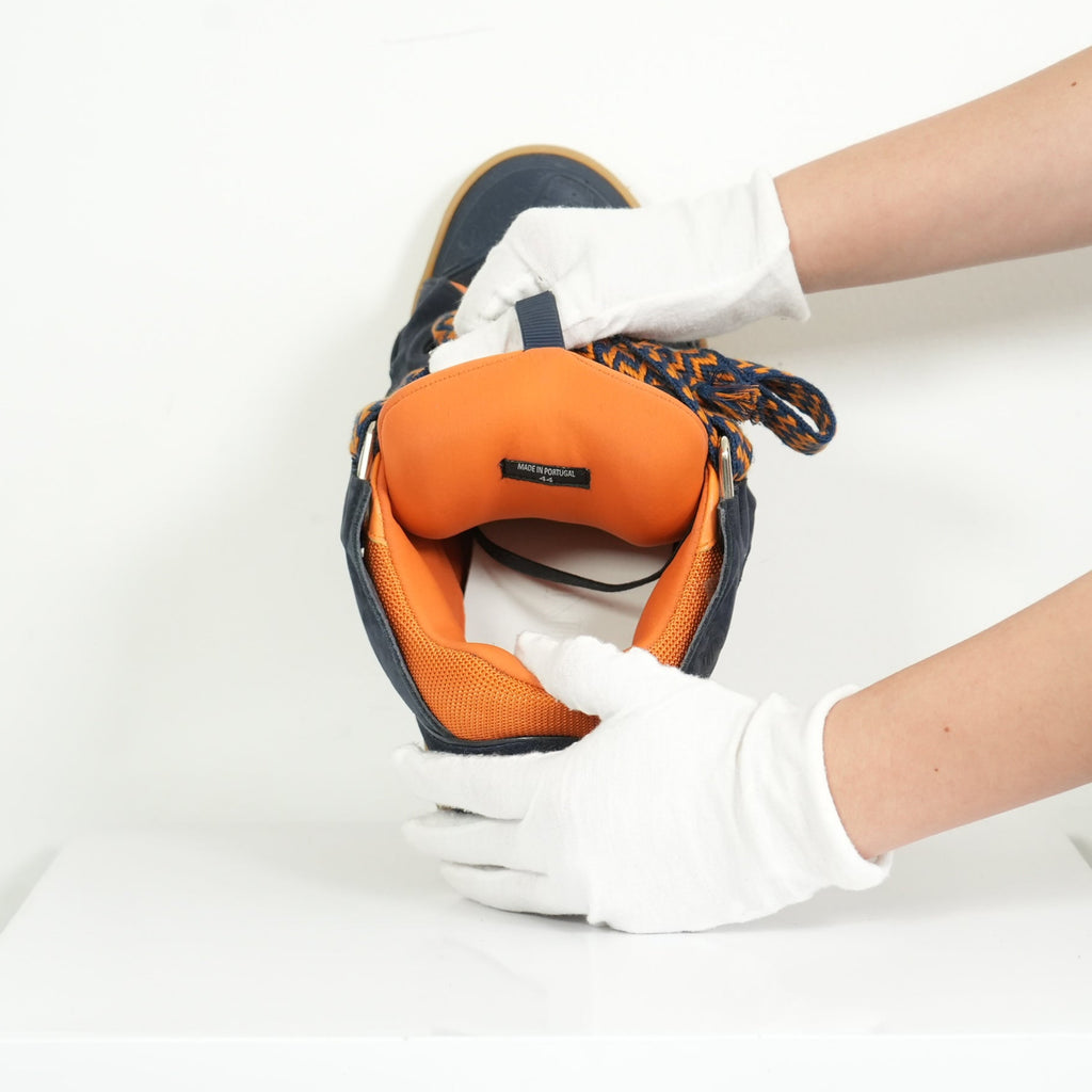 Lanvin x SSENSE Navy and Orange Sneakers Size 44