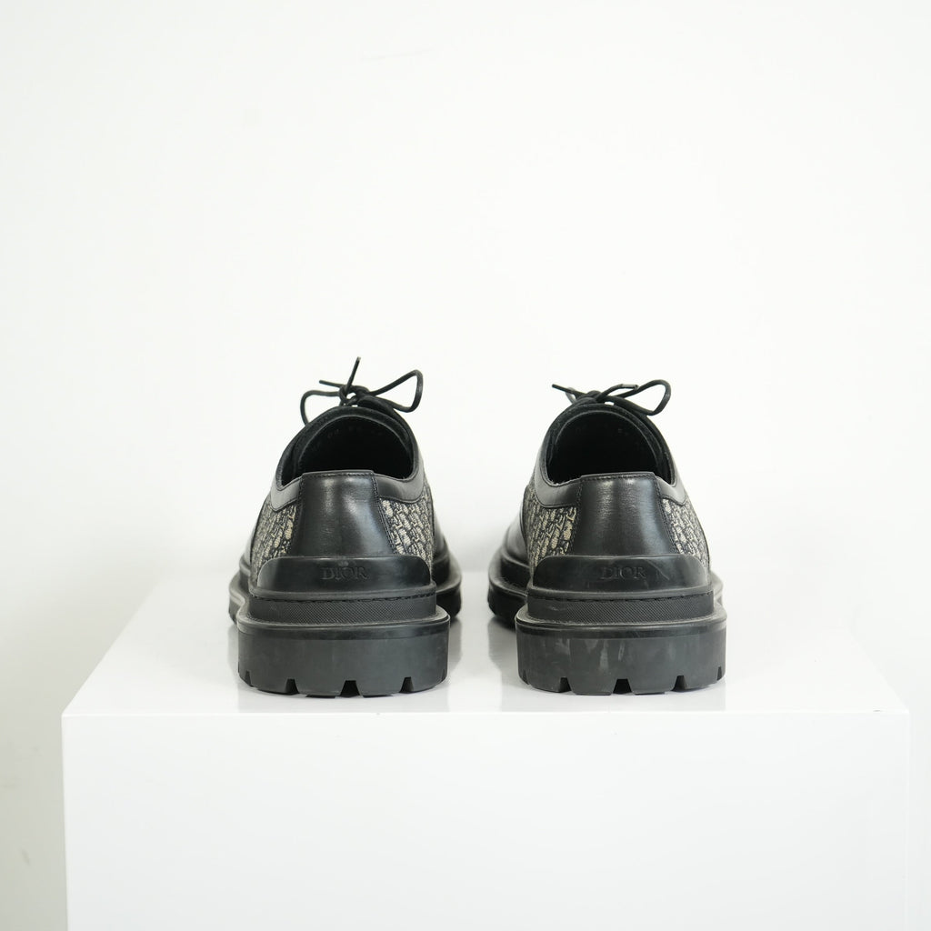 Christian Dior Dior Explorer Derby Black Leather Monogram Dress Shoes Size 45