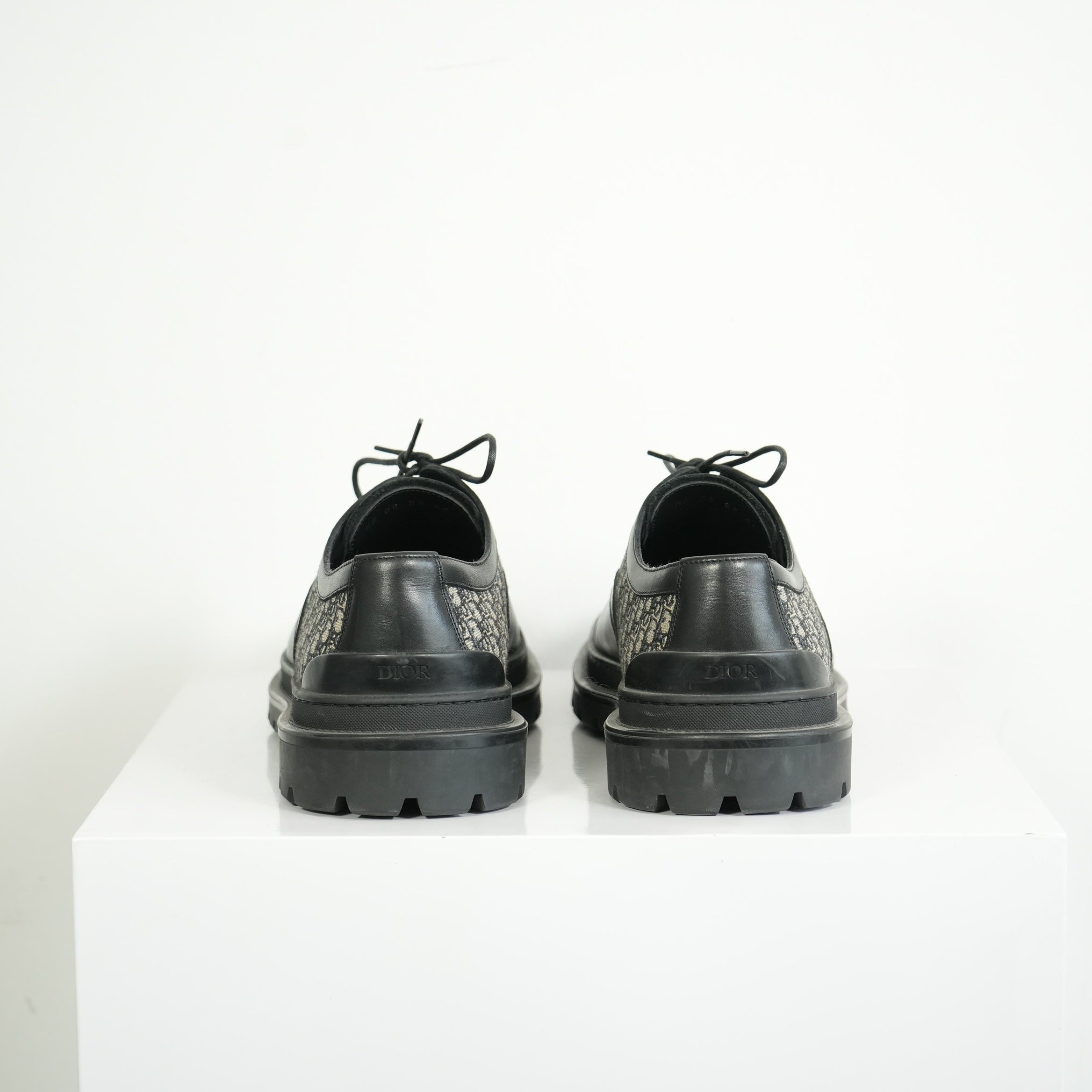 Christian Dior Dior Explorer Derby Black Leather Monogram Dress Shoes Size 45
