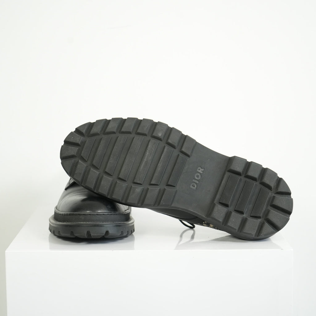 Christian Dior Dior Explorer Derby Black Leather Monogram Dress Shoes Size 45