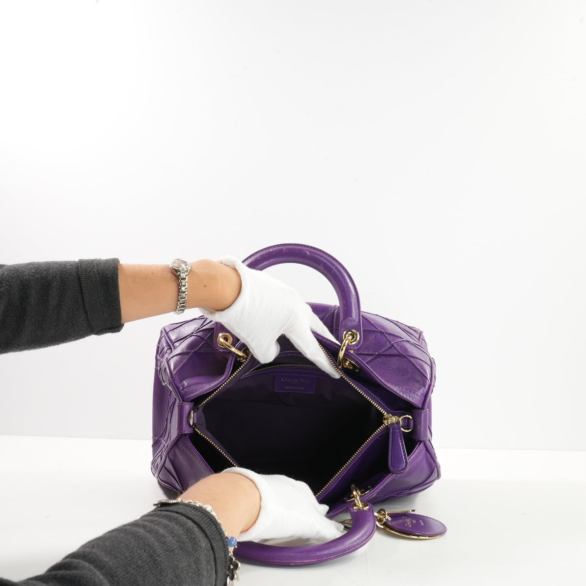 Christian Dior Purple Granville Boston Bag