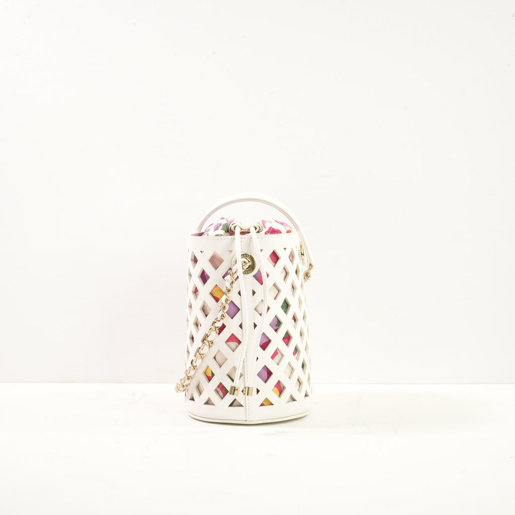 Chanel White See-Through Drawstring Bucket Bag