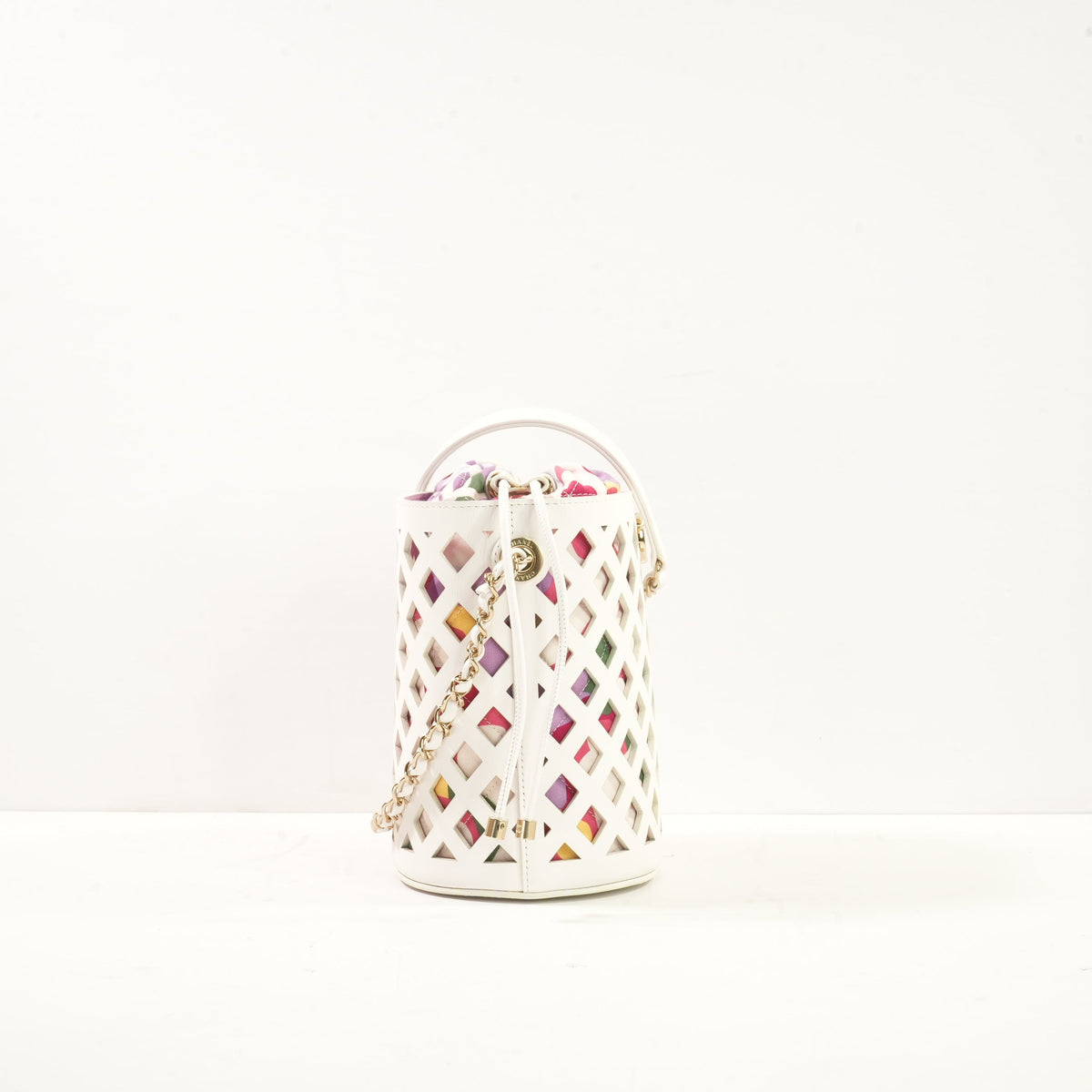 Chanel White See-Through Drawstring Bucket Bag