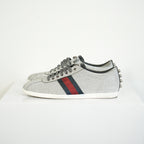 Gucci Silver Glitter Web Sneakers Size 39