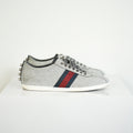 Gucci Silver Glitter Web Sneakers Size 39